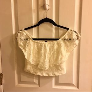 White off the shoulder crop top